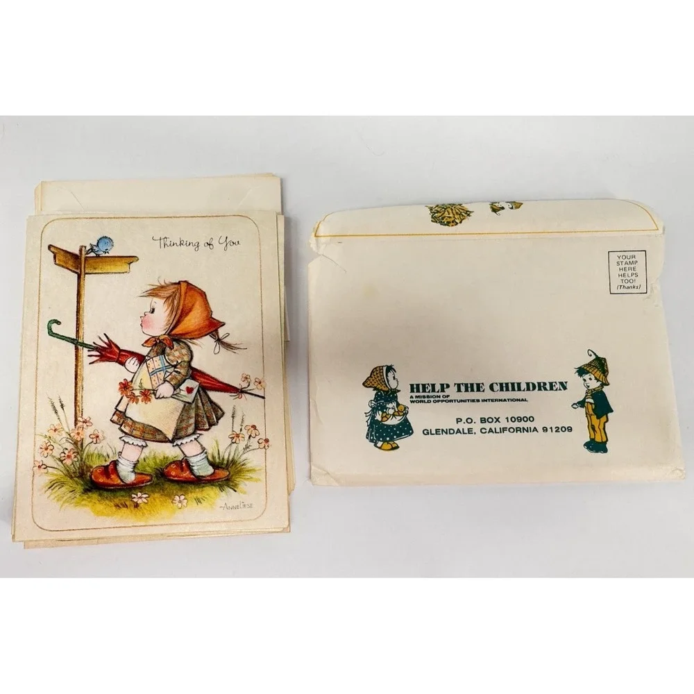 Vintage‎ Greeting Card Lot Unused w Envelopes Cute Children Ephemera Set